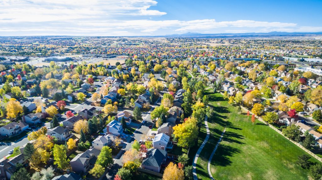 Aerial of Colorado neighborhood