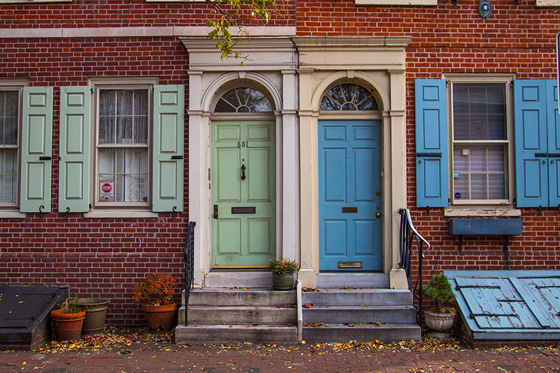 Colorful doors on Philadelphia street